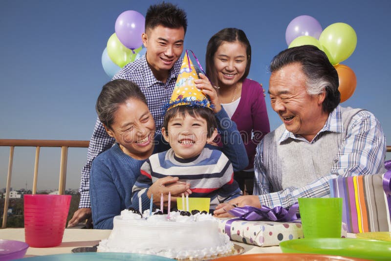 Birthday part, multi-generation family royalty free stock photography Birthday part, multi-generation family royalty free stock photography