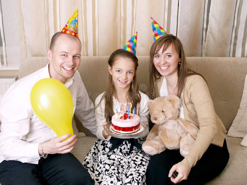 Birthday party. Party - family celebrate birthday together stock photos Birthday party. Party - family celebrate birthday together stock photos