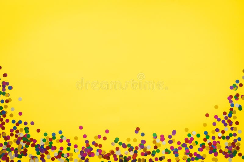 Birthday or Party Background. Festive Greeting Card. Yellow Background with  Color Confetti Stock Image - Image of happy, decor: 137221325