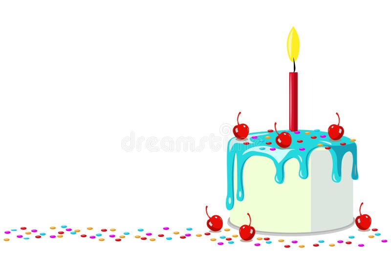Birthday cake with candles , birthday party elements. Happy Birthday. stock illustration