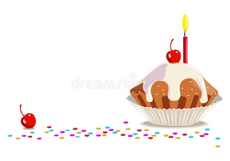 Birthday cake with candles , birthday party elements. Happy Birthday. royalty free illustration
