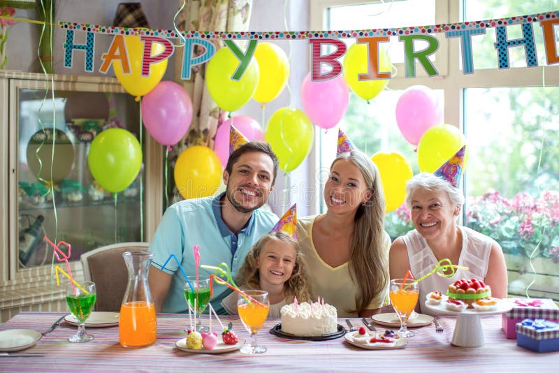Birthday party. Families with a child at a birthday party royalty free stock photography Birthday party. Families with a child at a birthday party royalty free stock photography