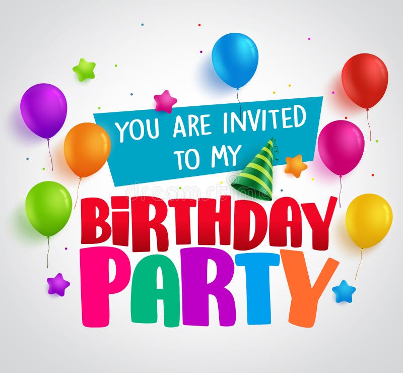 Birthday Party Invitation Background Vector Design with Greetings Stock ...