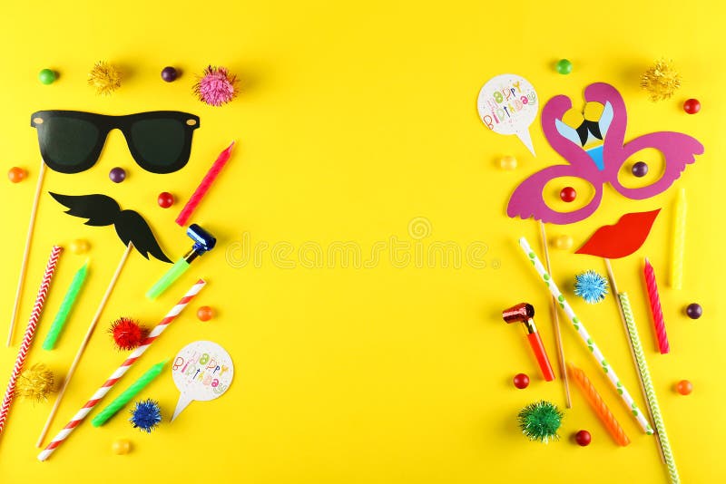 Birthday party kit with copy space royalty free stock photography Birthday party kit with copy space royalty free stock photography
