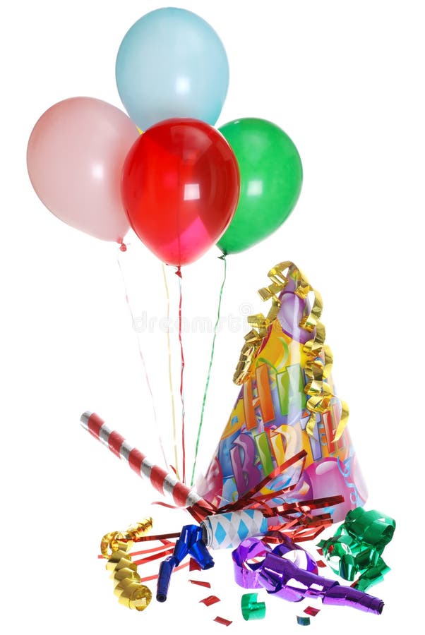 Birthday Party Supplies With Balloons royalty free stock image Birthday Party Supplies With Balloons royalty free stock image