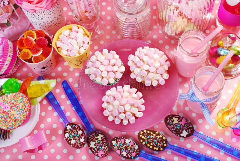 Birthday Party Table for Kids Stock Image - Image of baked, bottle