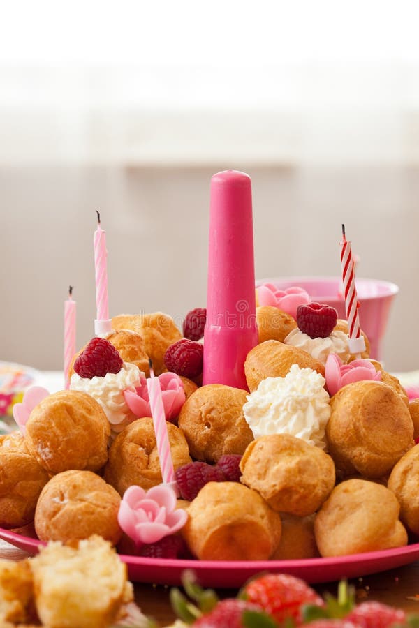 Birthday pastries stock image. Image of pink, candle 23416325