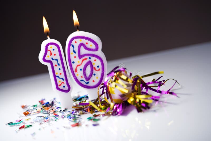 Birthday 16th Birthday Candles Stock Photo Image of celebrate
