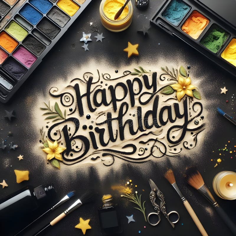 Birthday-themed artwork featuring the words Happy Birthday in elegant sc vector illustration