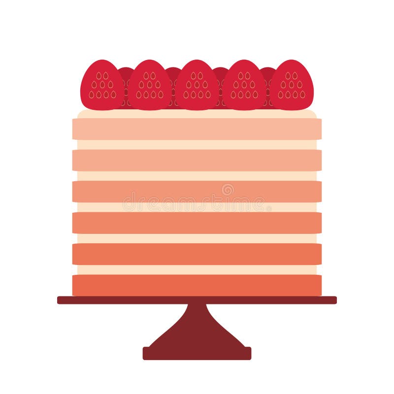 Birthday, valentines day, wedding, engagement. Sweet cake, strawberry cream, Cake Stand, pastel colors isolated on white backgro stock illustration Birthday, valentines day, wedding, engagement. Sweet cake, strawberry cream, Cake Stand, pastel colors isolated on white backgro stock illustration