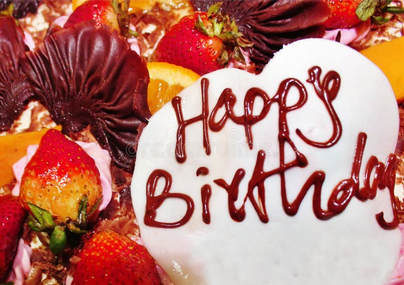Birthday Wishes in Cake Cream and Fruits Stock Image - Image of cream,  fruits: 165524713