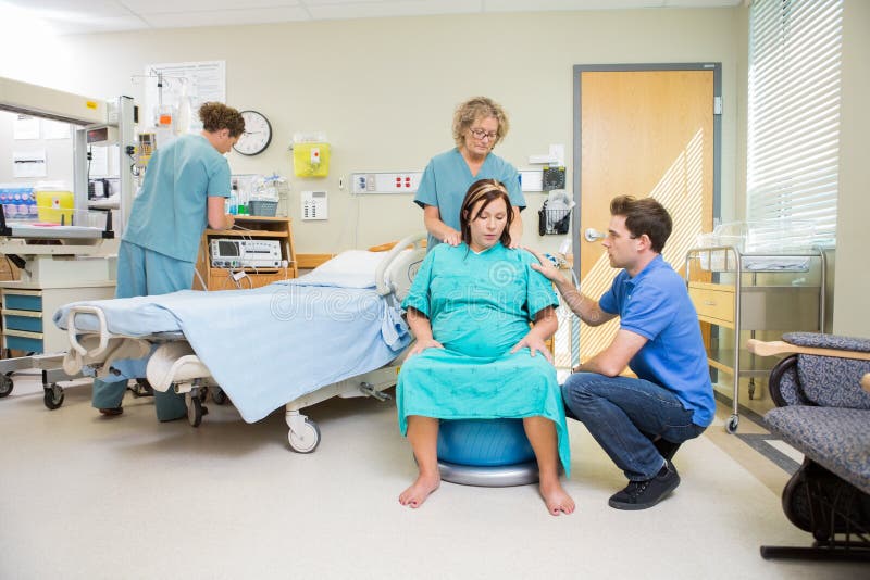 Birthing Mother in Hospital having Contraction