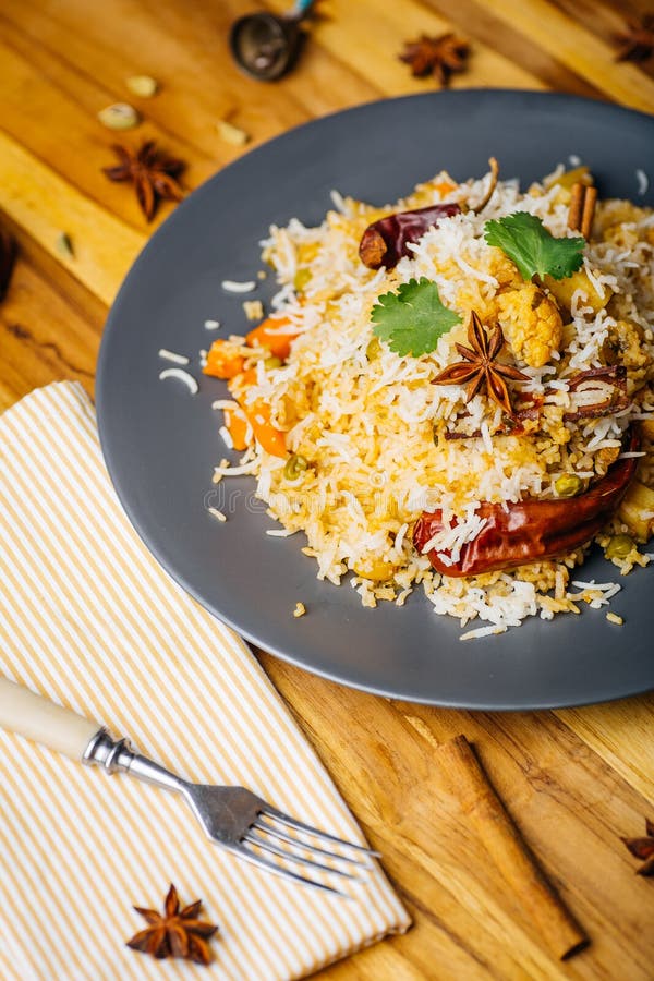 Biryani Rice Vegetable Biryani. Indian Basmati Rice, Curry Vegetables