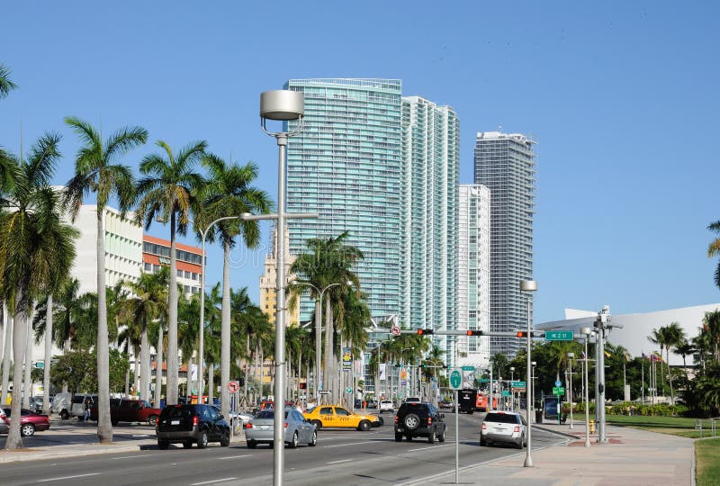 Biscayne Boulevard in Miami Editorial Stock Image Image of biscayne
