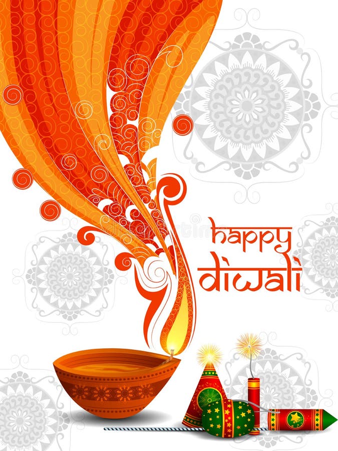 Biscoito colorido do fogo com o diya decorado para a celebração feliz do feriado do festival de Diwali do fundo do cumprimento da ilustração do vetor Biscoito colorido do fogo com o diya decorado para a celebração feliz do feriado do festival de Diwali do fundo do cumprimento da ilustração do vetor