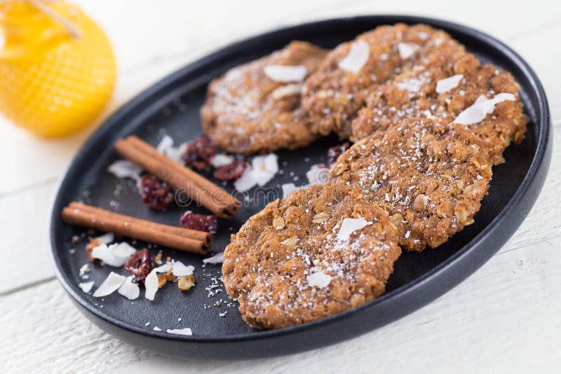 Anzac biscuits, oatmeal and coconut cookies. Anzac biscuits, oatmeal and coconut cookies