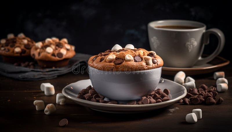 Biscotti al forno su tavolette di legno rustiche generati dall'ai illustrazione di stock
