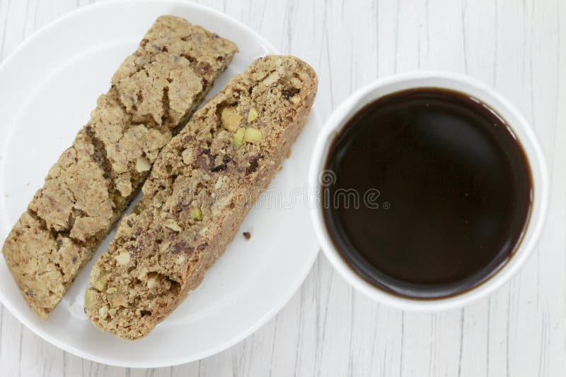 Biscotti with Coffee stock image. Image of paper, biscuit 18909385