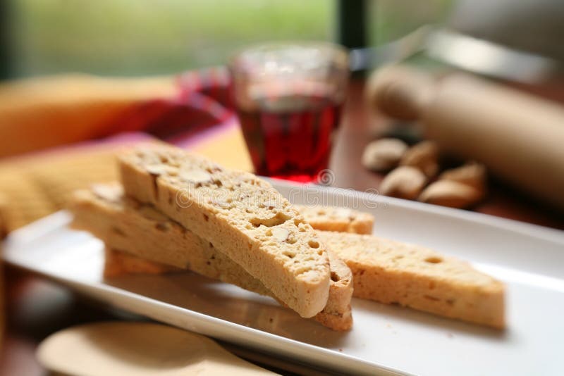 Biscotti an red Wine stock image. Image of italian, butter 4779967