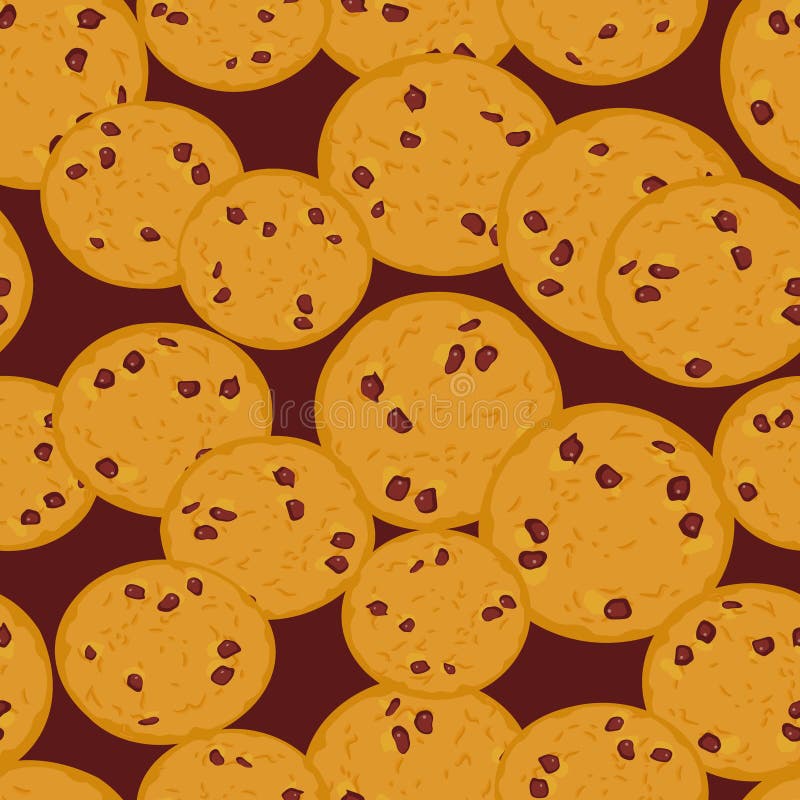 Biscotto di pepita di cioccolato senza cuciture dello zucchero del modello, di recente biscotti al forno tostati dorati Fondo lum royalty illustrazione gratis Biscotto di pepita di cioccolato senza cuciture dello zucchero del modello, di recente biscotti al forno tostati dorati Fondo lum royalty illustrazione gratis
