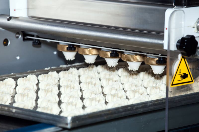 Biscuit Depositing Machine, Equipment in Bakery Industry Stock Image