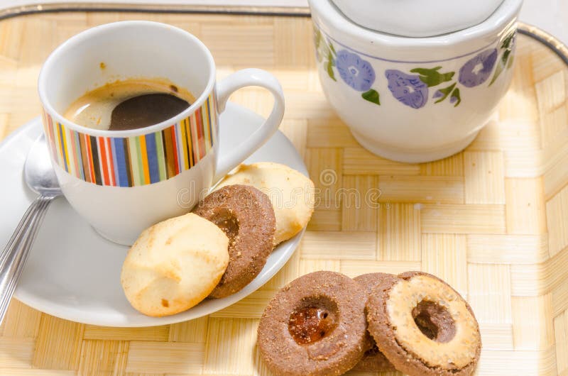 Biscuits with a Cup of Coffee Stock Image Image of composition