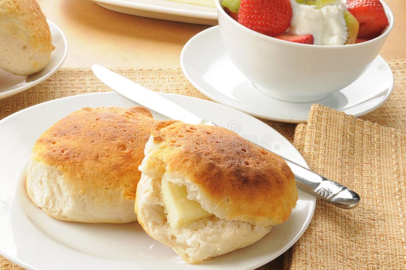 Biscuits and fruit salad royalty free stock image