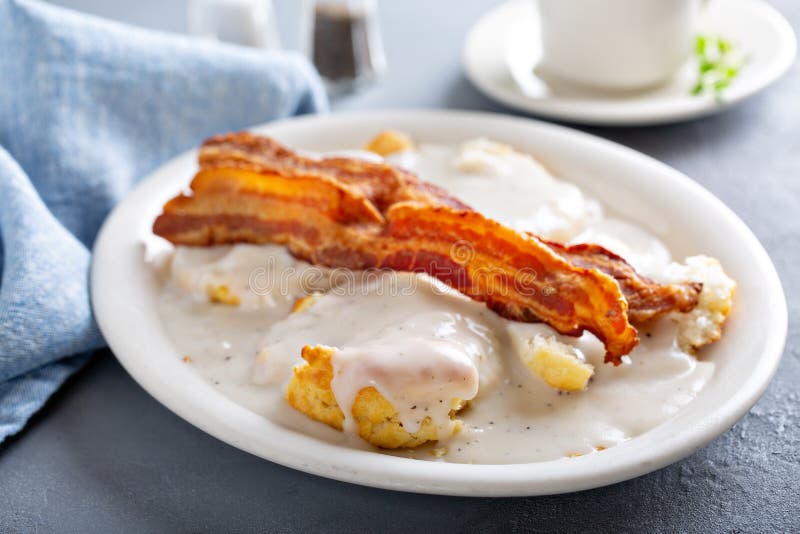 Biscuits And Gravy With Bacon For Breakfast Stock Image Image Of biscuits-and-gravy-with-bacon-for-breakfast-stock-image-image-of
