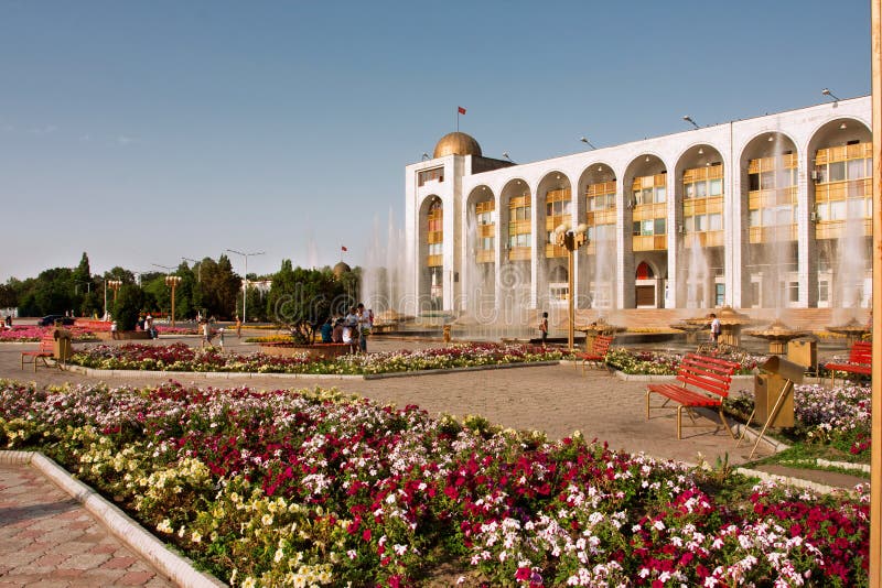 BISHKEK, KYRGYZSTAN: Flowers on the square Ala-Too