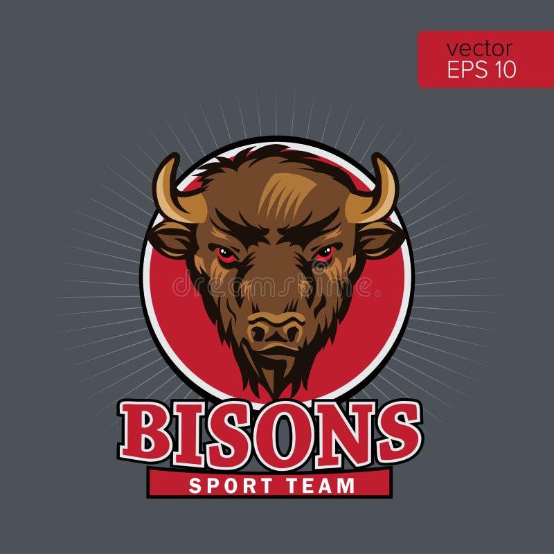 Bison Head Logo Mascot Emblem Equipes de esportes da faculdade da talismã, logotipo da escola de Bull, t-shirt da cópia ilustração royalty free Bison Head Logo Mascot Emblem Equipes de esportes da faculdade da talismã, logotipo da escola de Bull, t-shirt da cópia ilustração royalty free