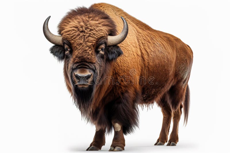 Bison ή aurochs που βρίσκονται απομονωμένα σε λευκό φόντο διανυσματική απεικόνιση