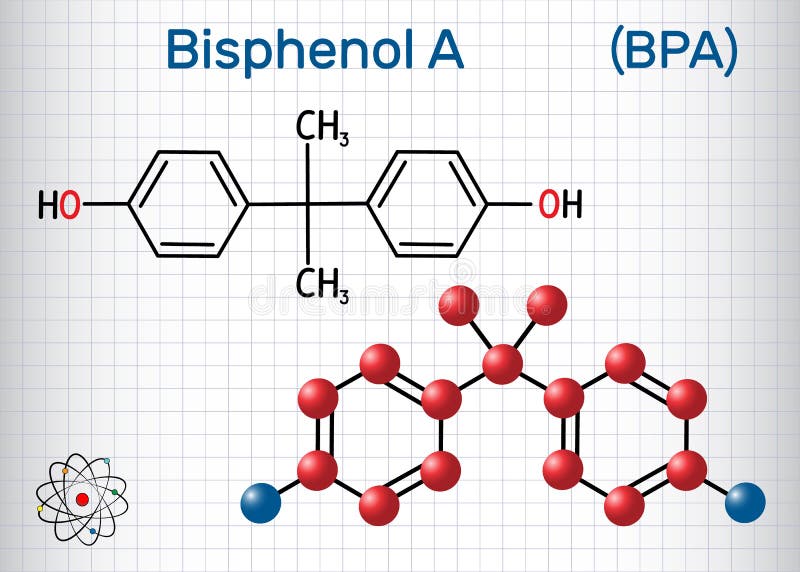 Bisphenol a Molecule. Sheet of Paper in a Cage. Structural Chemical Formula and Molecule Model Stock - Illustration of carcinogenic: 138416999