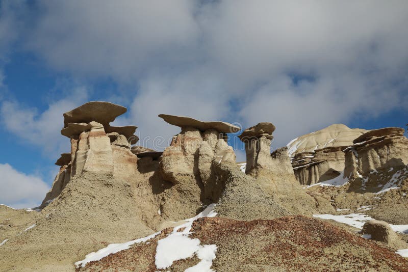 Bisti Badlands Wilderness Area in winter, New Mexico, USA