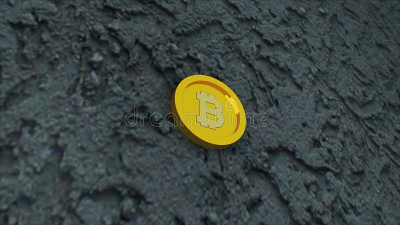 Bit coin is on concrete surface, it is symbol of electronic virtual money and mining cryptocurrency concept, 3d render royalty free illustration