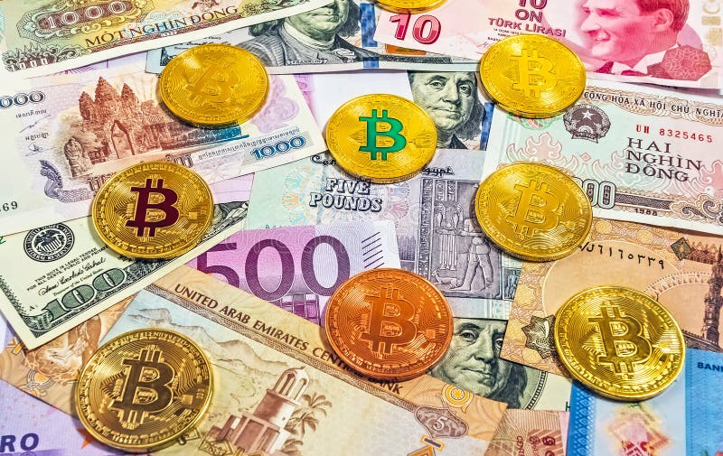 Bit Coin Crypto currency money van bankbiljetten luxe backround BTC