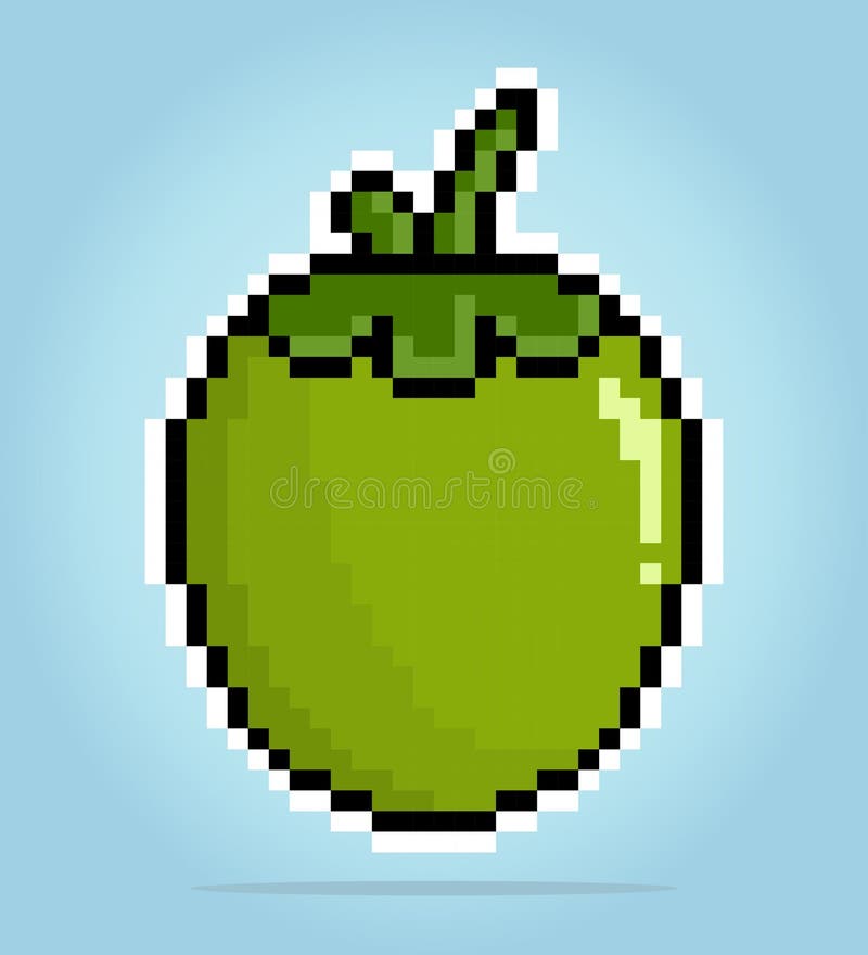 8bit Pixel Coconut. Fruit in Vector Illustrations Stock Vector