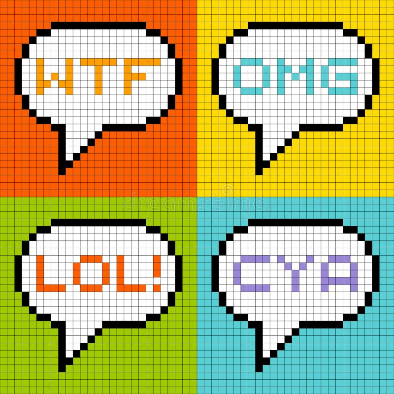 8-bit Pixel 3-Letter Acronyms in Speech Bubbles