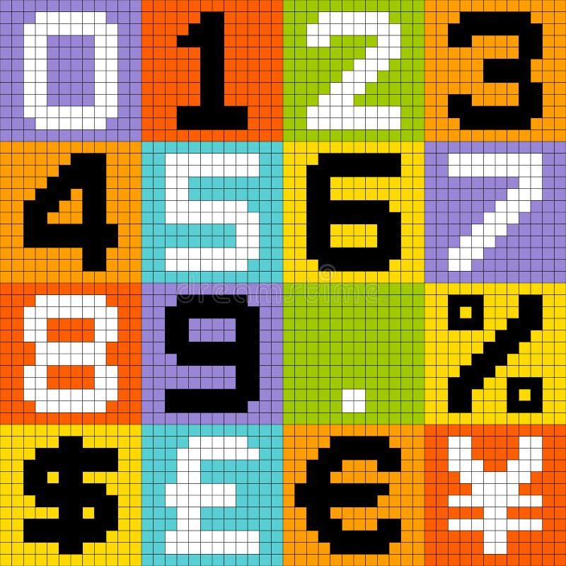 8-bit Pixel Numbers And Currencies Stock Images - Image: 37649244