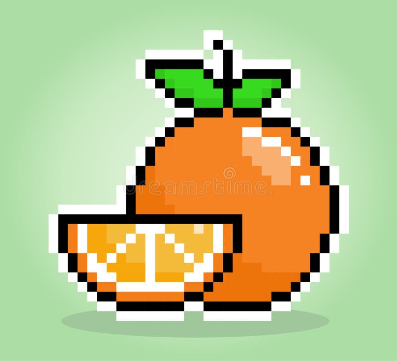 Pixel Art Orange Icon. 32x32 Pixels. Vector Illustration On A