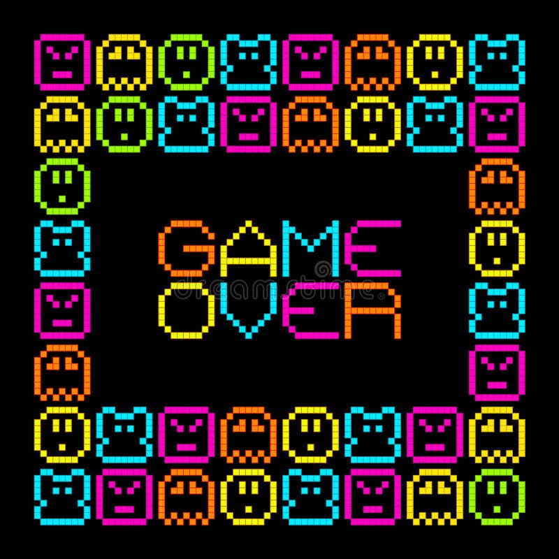 8-Bit Pixel Retro Arcade Game Over. EPS8 Vector vector illustration
