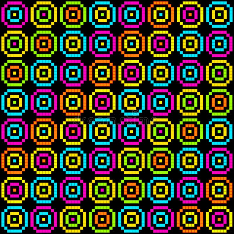 8-Bit Pixel Retro Circles Pattern. EPS8 Vector