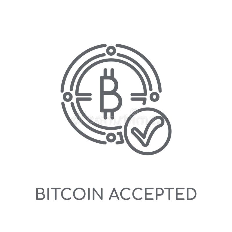 Bitcoin aceptó el icono linear El esquema moderno Bitcoin aceptó lo stock de ilustración Bitcoin aceptó el icono linear El esquema moderno Bitcoin aceptó lo stock de ilustración
