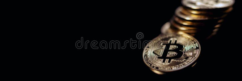 Bitcoin Banner Header. Gold Coin Stock Photo - Image of finance, coin:  101479010