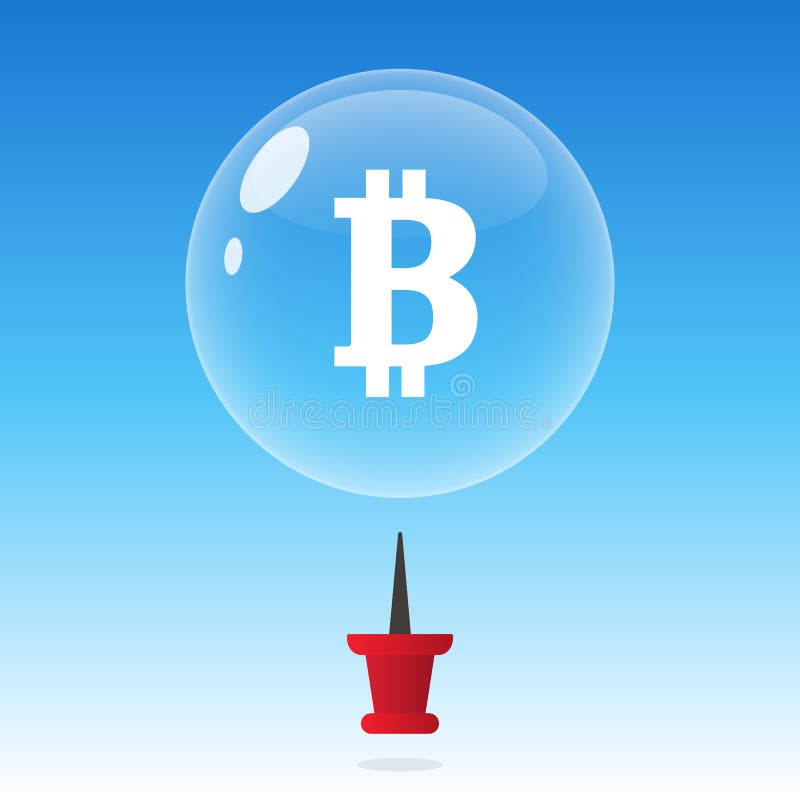 Bitcoin-Blasenexplosion oder Abbruch cryptocurrency blockchain Konzept vektor abbildung