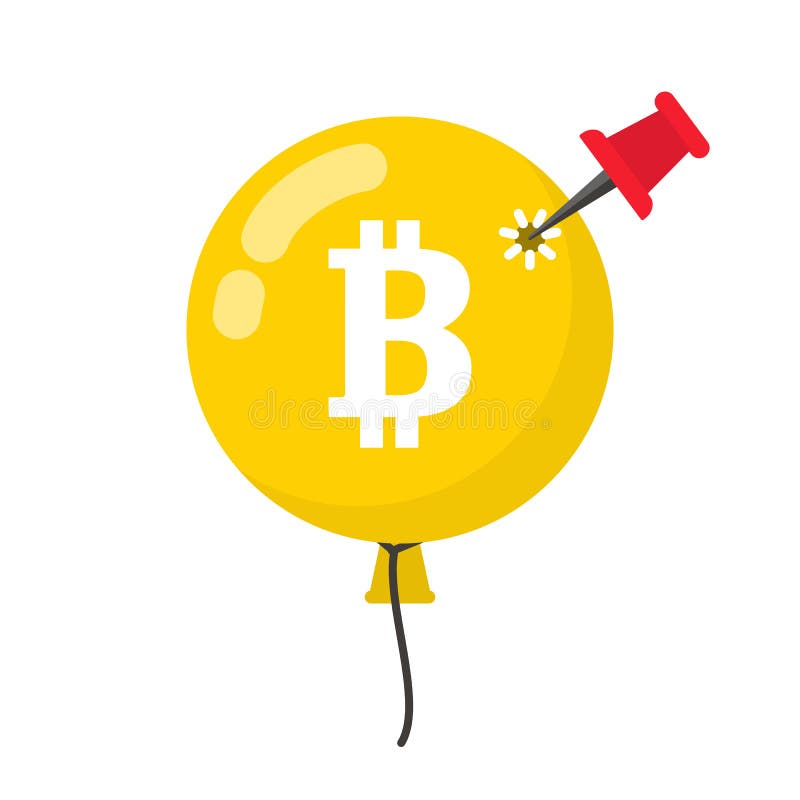 Bitcoin-Blasenexplosionskonzept cryptocurrency virtuelles Geld vektor abbildung