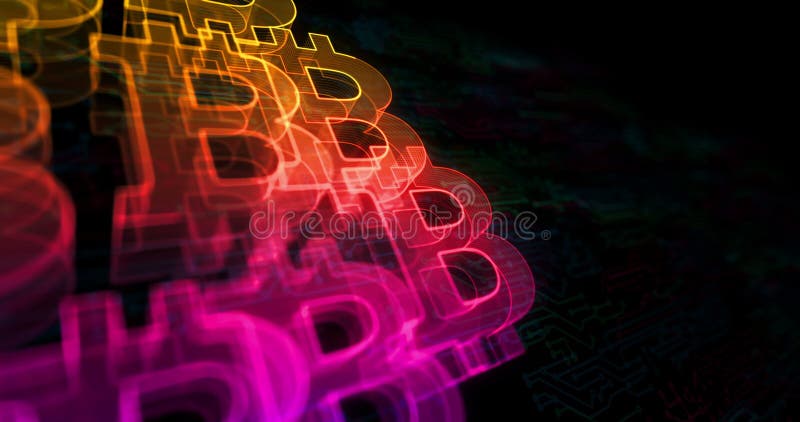 Bitcoin Blockchain Krypto Währungssymbol Cyberschleifenkonzept lizenzfreie abbildung