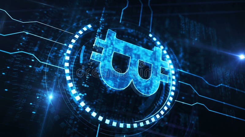 Bitcoin Blockchain Krypto Währungssymbol digitale Konzeptschleife stock abbildung