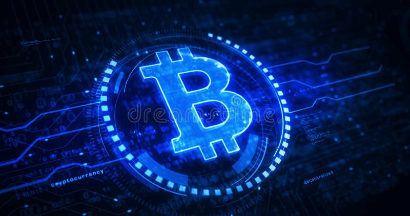 Bitcoin Blockchain Krypto Währungssymbol lizenzfreie abbildung