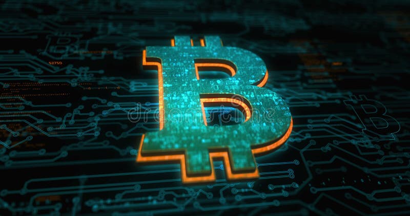 Bitcoin Blockchain Krypto Währungssymbol stock abbildung