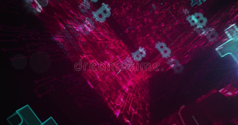 Bitcoin Blockchain Krypto Währungssymbole Schleife Cyber-Konzept vektor abbildung